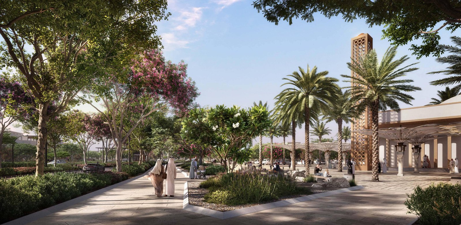 Waterfront promenade and landscaped pathways at Wadeem offering luxury leisure and premium lifestyle
